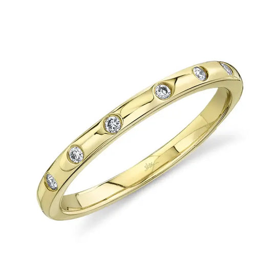 Diamond Chanel Set Delicate Lady's Band Ring | S7 14k .07c YG