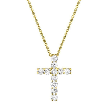 Diamond Cross Necklace | 14k Yellow Gold .32c