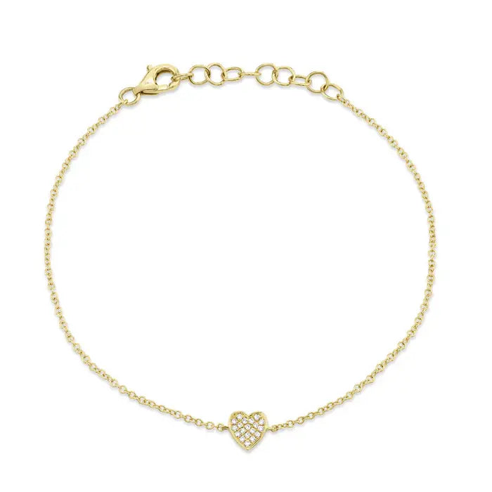Pave Heart Bracelet | .04c 14YG