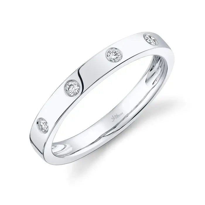Diamond Chanel Set Lady's Ring Band | S7 14k .07c WG