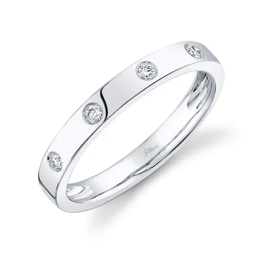 Diamond Chanel Set Lady's Ring Band | S7 14k .07c WG