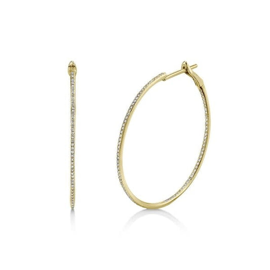 0.50Ct 14K YG Skinny Diamond Hoop Earring