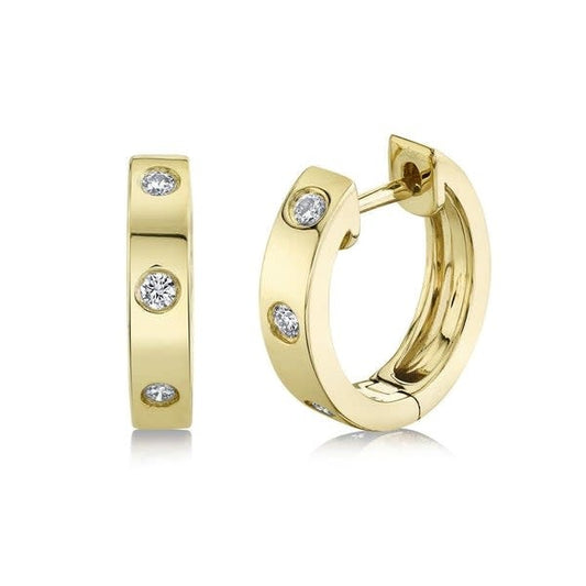 Diamond Huggie Earrings | 14k Yellow Gold .11c