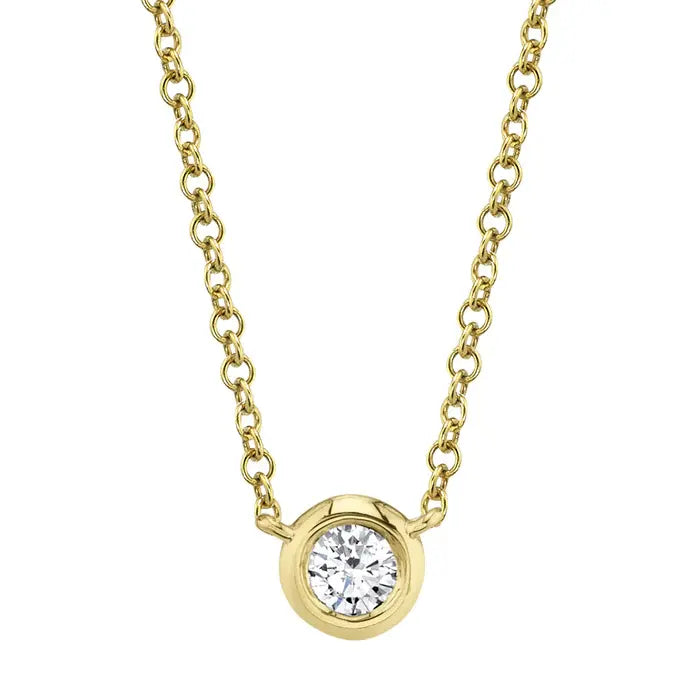 Diamond Bezel Necklace | 15-18in .20c 14k YG