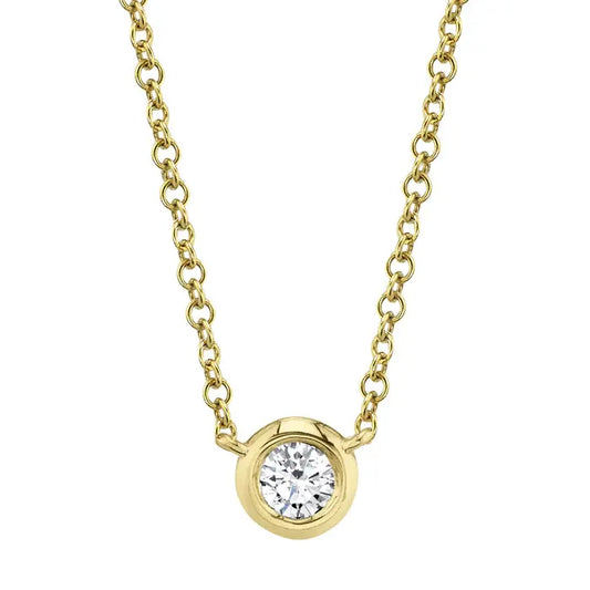 Diamond Bezel Necklace | 15-18in .20c 14k YG