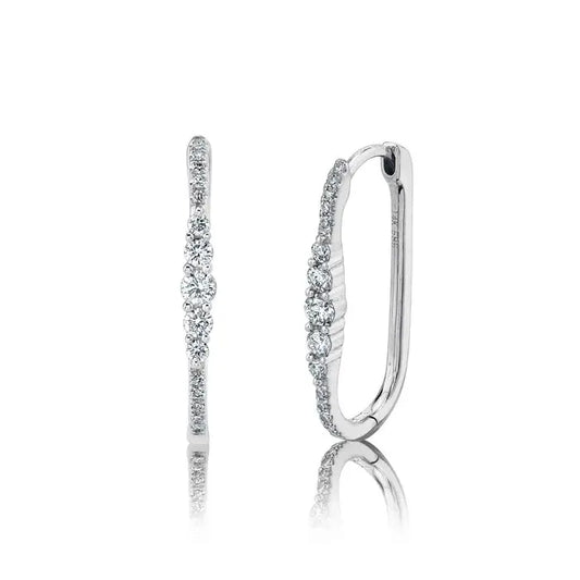 Diamond Oval Hoop Earrings | .29c 14k WG
