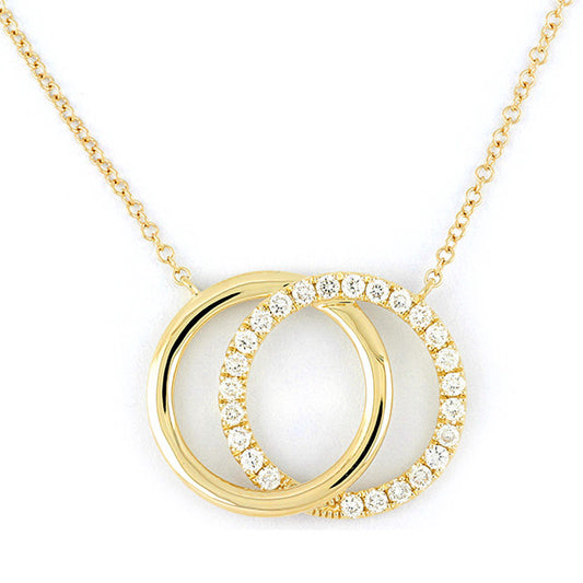 Diamond Love Knot Circle Necklace | 14k Yellow Gold .31c