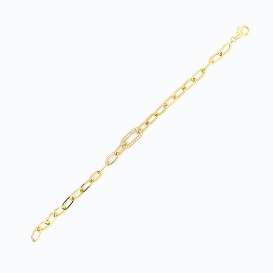 0.20Ct 14K YG Diamond Paper Clip Link Bracelet