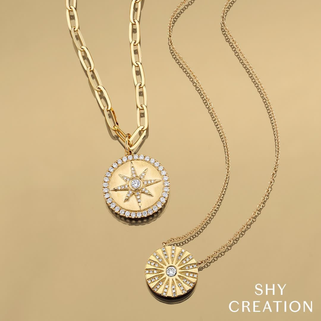 Diamond Star Paper Clip Link Necklace | 14k Yellow Gold .43c