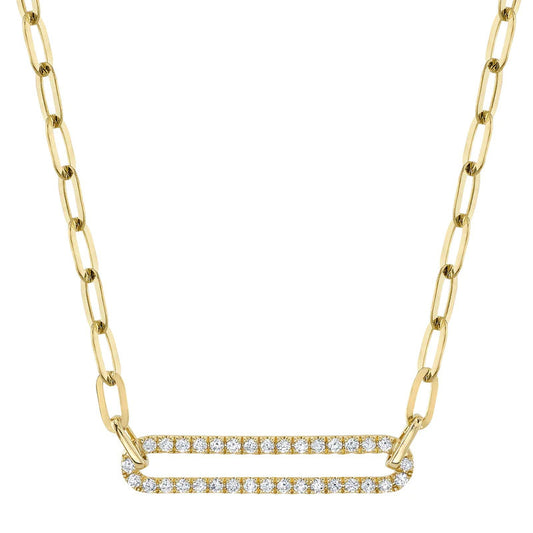 Diamond Paper Clip Link Necklace | 14k Yellow Gold .26c