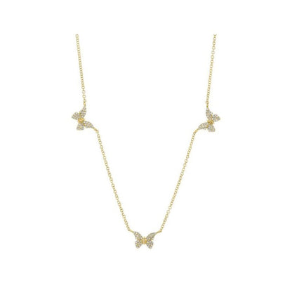 Diamond Butterfly Necklace | 14k Yellow Gold .23c