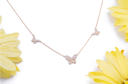 Diamond Butterfly Necklace | 14k Yellow Gold .23c