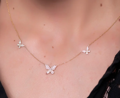 Diamond Butterfly Necklace | 14k Yellow Gold .23c