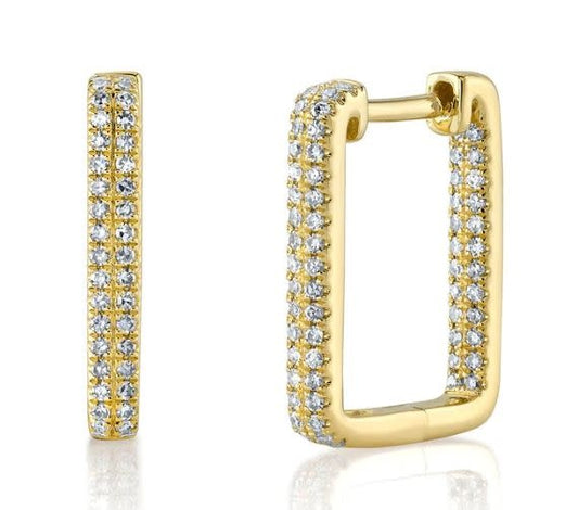 Diamond Rectangle Hoop Earrings