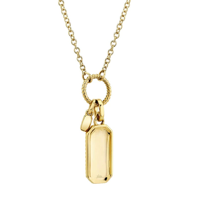 Diamond Dog Tag Necklace | 14k Yellow Gold .13c