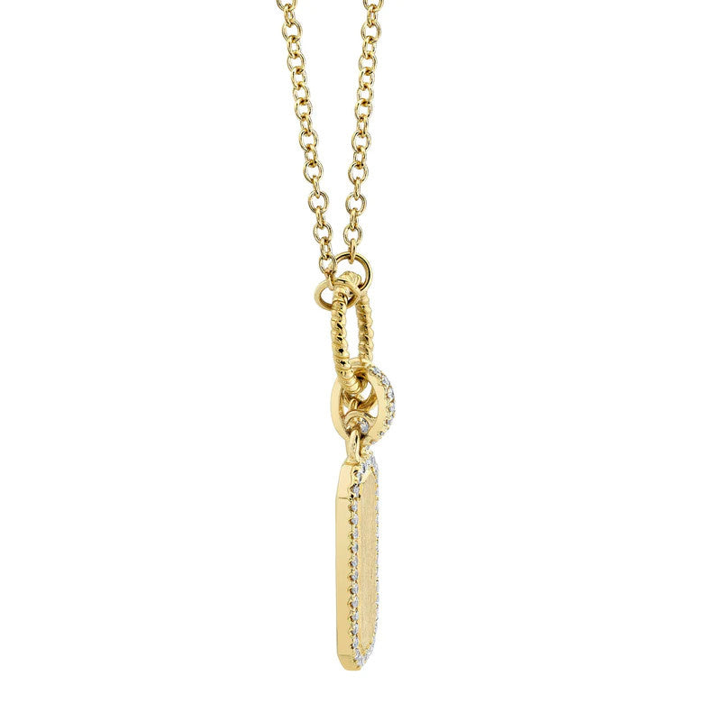 Diamond Dog Tag Necklace | 14k Yellow Gold .13c