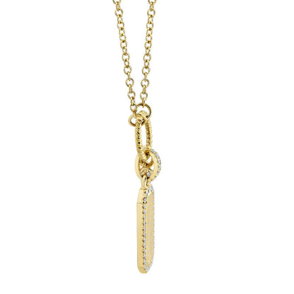 Diamond Dog Tag Necklace | 14k Yellow Gold .13c