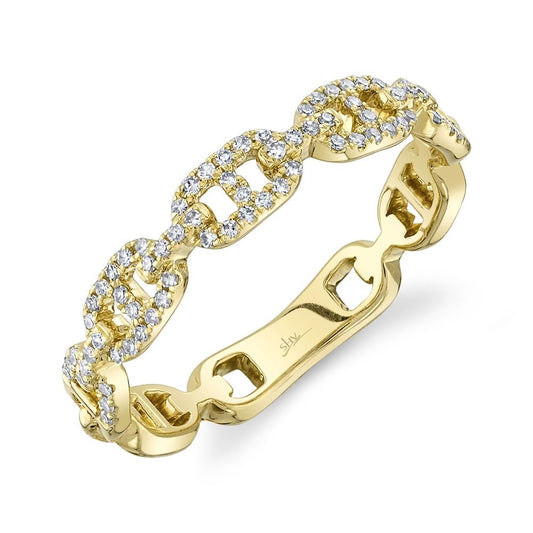 Diamond Link Band Ring | 14k Yellow Gold .16c