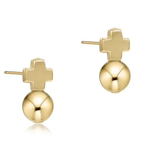 Signature Cross Gold Stud Earrings | Gold