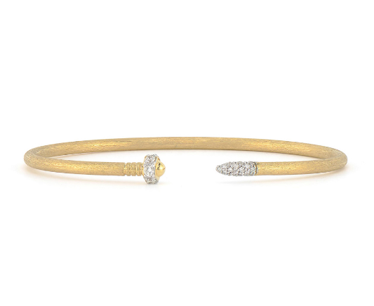 Lisse Open Diamond Nail Head Flexible Brushed Bangle