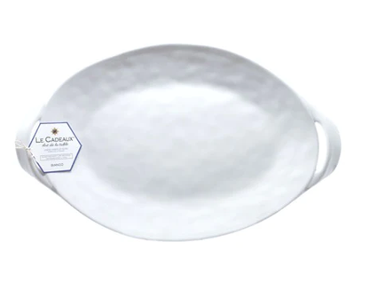 Bianco Per Tutti Large Two Handled Oval Serving Platter | White 18in