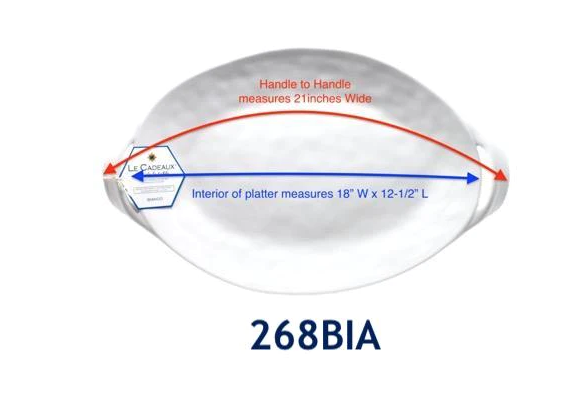 Bianco Per Tutti Large Two Handled Oval Serving Platter | White 18in