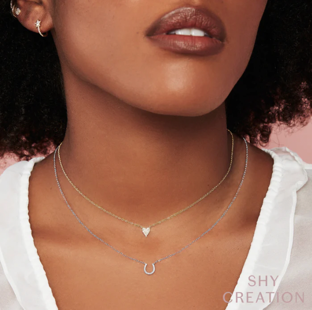 0.06Ct 14K WG Diamond Horseshoe Necklace