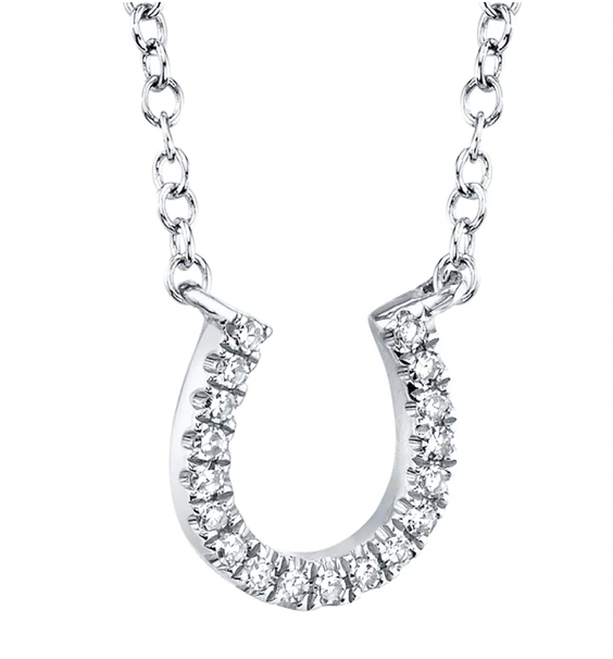 0.06Ct 14K WG Diamond Horseshoe Necklace