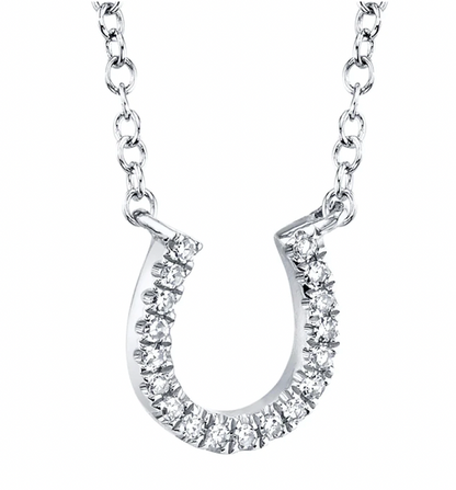 0.06Ct 14K WG Diamond Horseshoe Necklace