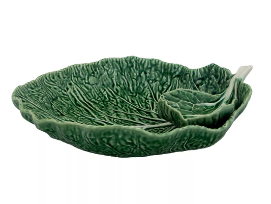 Bordallo Pinheiro Cabbage Chip & Dip | Green 8in