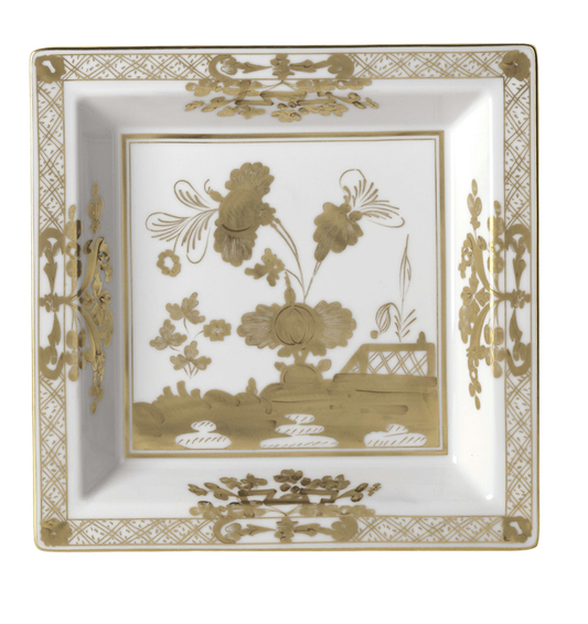 Ginori 1735 Oriente Italiano Square Vide Poche Change Tray | Aurum 9.65in