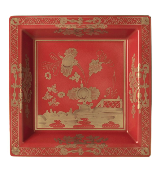 Ginori 1735 Oriente Italiano Square Vide Poche Change Tray | Rubrum 9.65in
