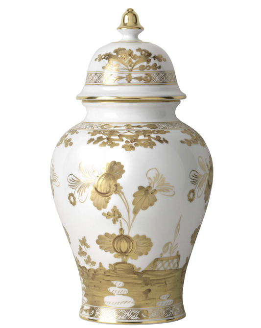 Ginori 1735 Oriente Italiano Potiche Vase with Lid | Aurum 15in