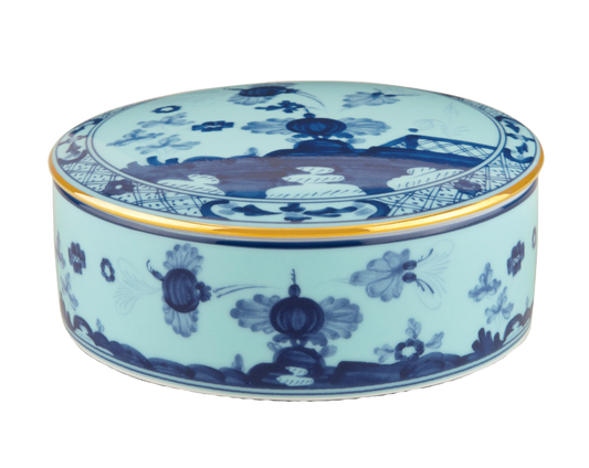 Ginori 1735 Oriente Italiano Round Keepsake Box | Iris Blue 5.25in