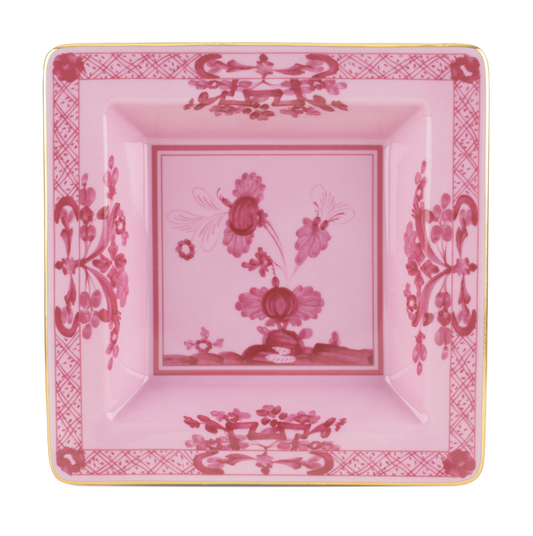 Ginori 1735 Oriente Italiano Square Vide Poche Change Tray | Porpora Pink 7in