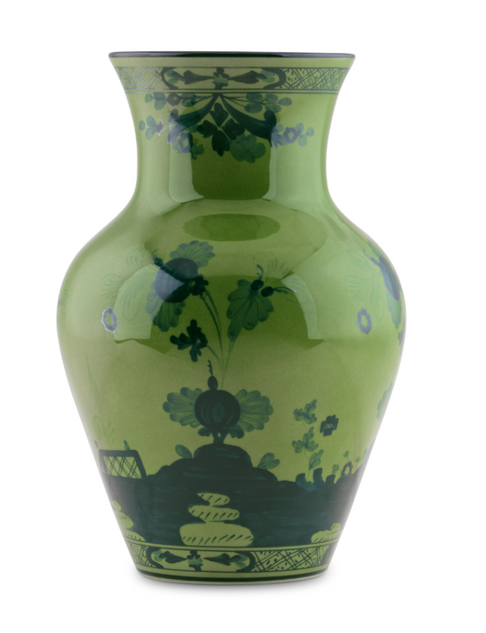 Ginori 1735 Oriente Italiano Ming Vase | Malachite Green 9in