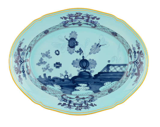 Ginori 1735 Oriente Italiano Oval Platter | Iris Blue 13.5in