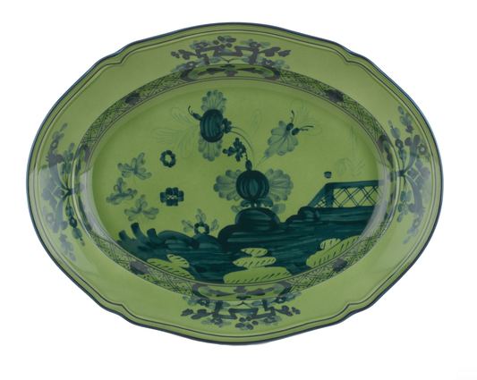 Ginori 1735 Oriente Italiano Oval Platter | Malachite Green 13.5in