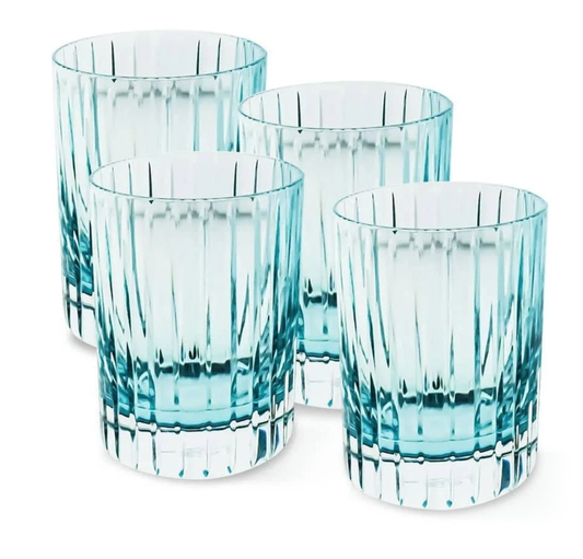 Baccarat Harmonie Tumbler Turquoise Double Old Fashioned Glass No. 2 Set of 4 | 4.13in 12oz