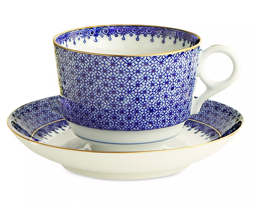 Mottahedeh Blue Lace Tea Cup + Saucer | 2.75in