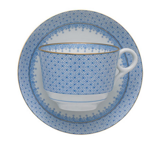Mottahedeh Cornflower Lace Tea Cup + Saucer | 2.75in