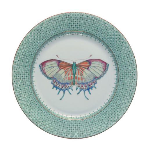 Mottahedeh Green Lace Butterfly Dessert Plate | 8.5in