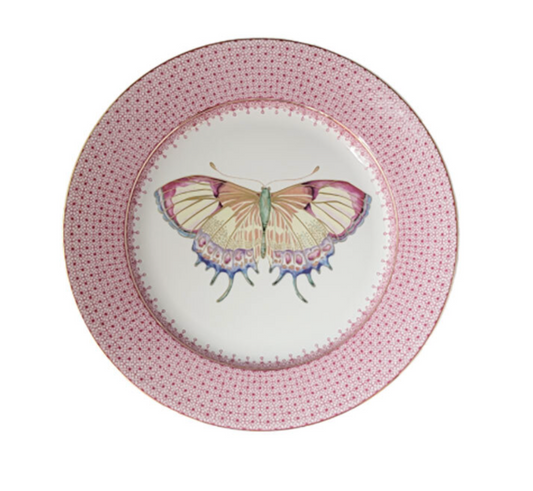 Mottahedeh Pink Lace Butterfly Dessert Plate | 8.5in