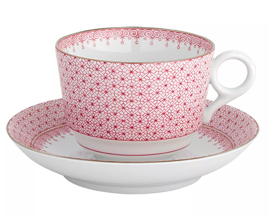 Mottahedeh Pink Lace Tea Cup + Saucer