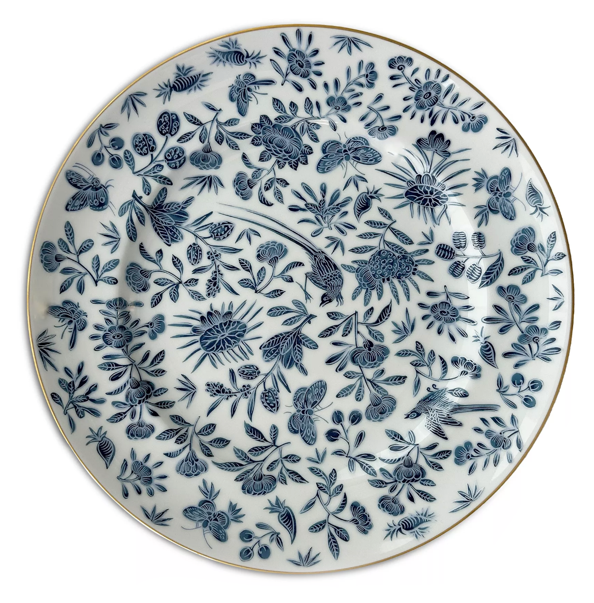 Mottahedeh Sacred Bird + Butterfly Dinner Plate | Blue 10in
