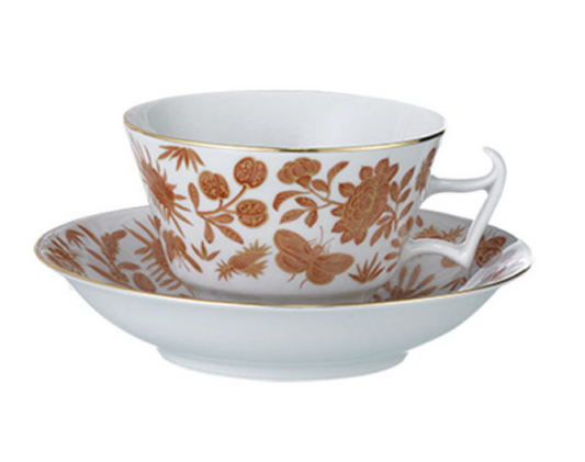 Mottahedeh Sacred Bird + Butterfly Tea Cup + Saucer