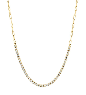 Diamond Paper Clip Link Necklace | 14k Yellow Gold .81c