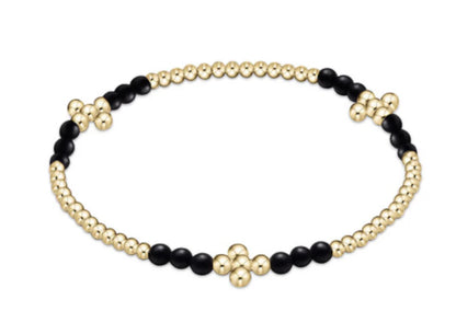 Signature Cross Gold Bliss Pattern 2.5mm Bead Bracelet | Matte Onyx