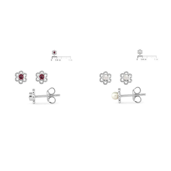 Kids Amethyst Flower Earring Stud
