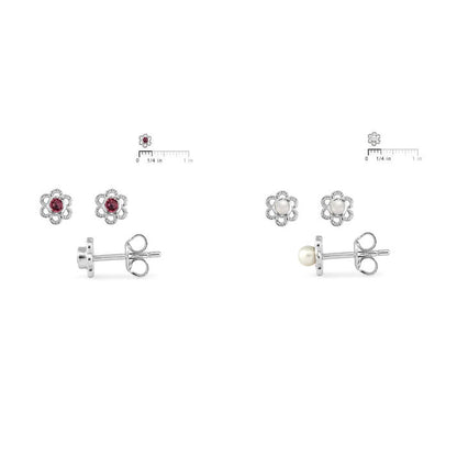 Kids Amethyst Flower Earring Stud